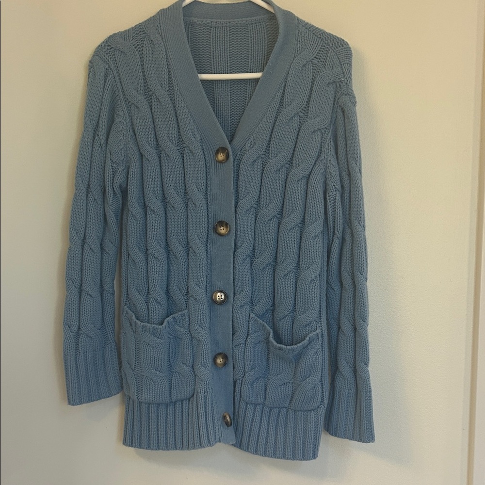 Source Unknown Sky Blue Cable Knit Cardigan